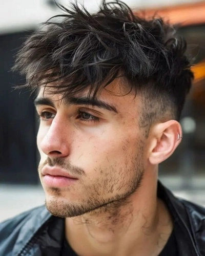 Long Fringes with Low Taper Fade
