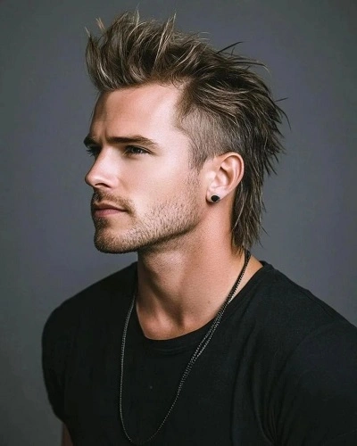 Low Burst Fade Mullet Straight Hair