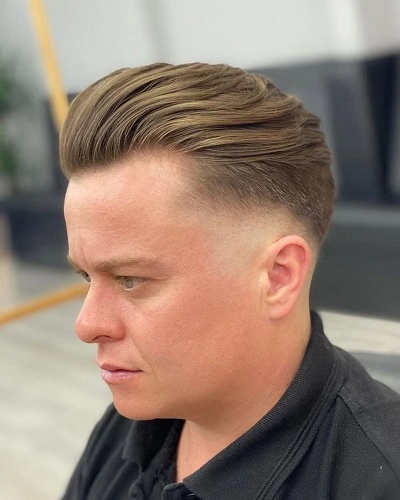 Low Fade Slick Back Straight Hair
