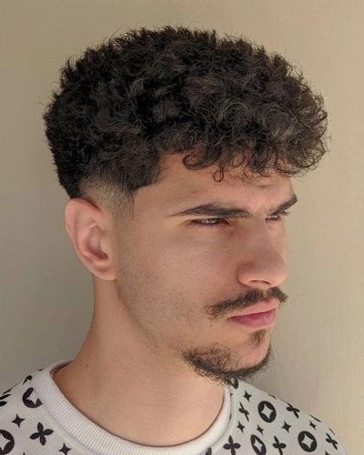 Low Taper Fade Fluffy Haircut Curly Hair