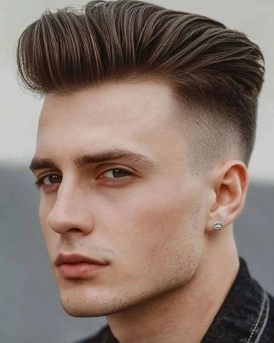 Low Taper Fade Fluffy Pompadour
