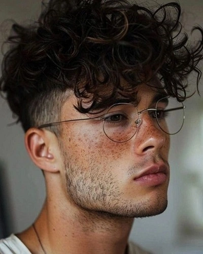 Low Taper Fade Fluffy Wavy Hair
