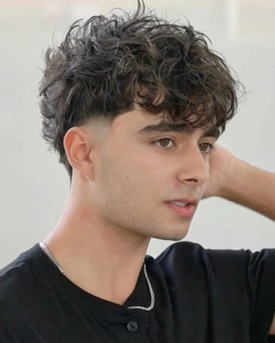 Low Taper Fade Fluffy Wavy Hair