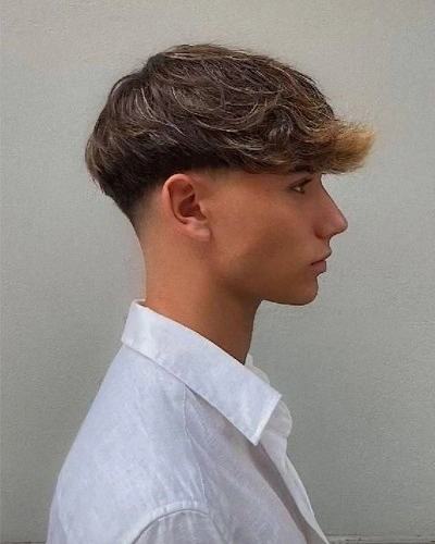 Low Taper Fade Fringe Blowout
