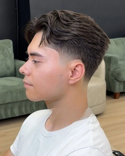 Low Taper Fade Straight Hair Middle Part