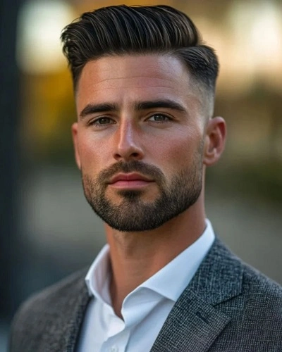 Low Taper Fade Straight Hair with Side Part