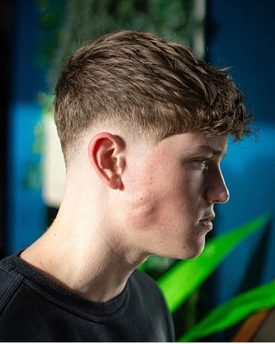 Low Taper Fade with Short Fringe