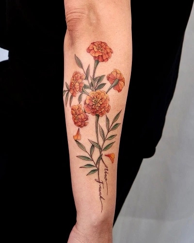 Marigold Flower Tattoo Men