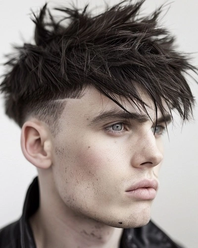 Textured Fringe Low Taper Fade Straight Hair