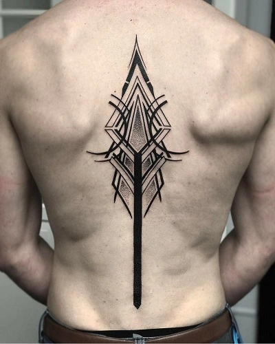 Abstract Spine Tattoos for men