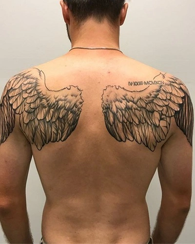 Angel Wings Spine Tattoos for men
