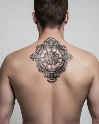 Clock Spine Tattoos for men