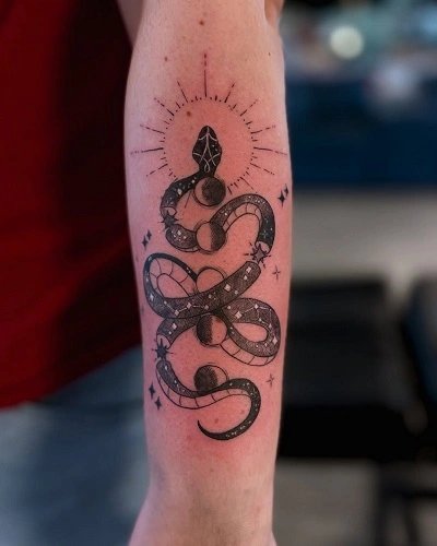 Cosmic Snake Tattoos for Men
