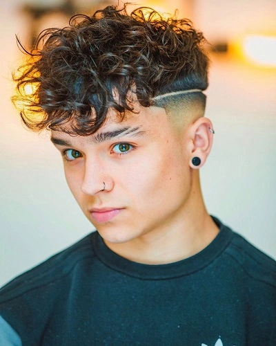 Curly Undercut with Design