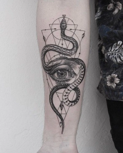 Geometric Snake Tattoos for Men