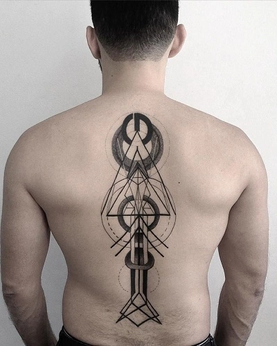 Geometric Spine Tattoos for men