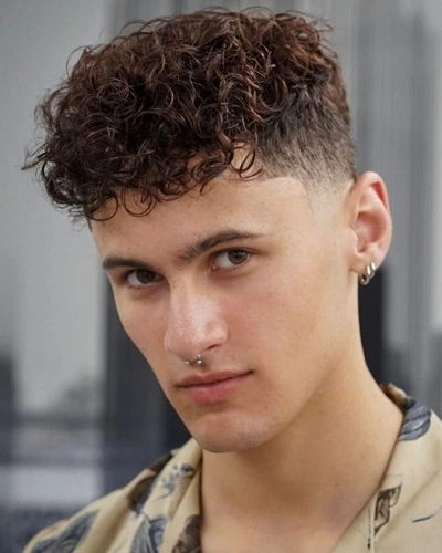 Haircut For Curly Hair with Classic Taper Fade