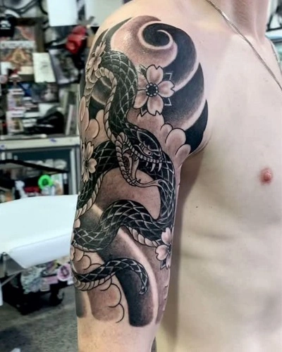 Japanese Snake Tattoos for Men