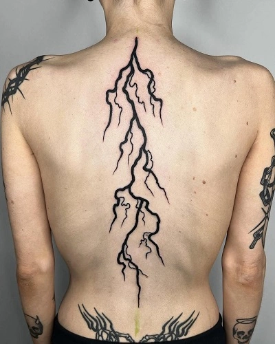 Lightning Spine Tattoos for men