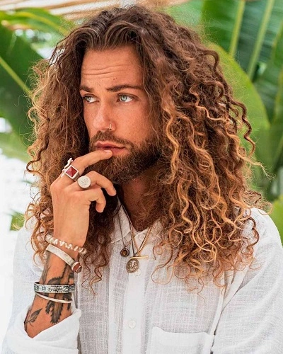 Long Curly Cascade for Men