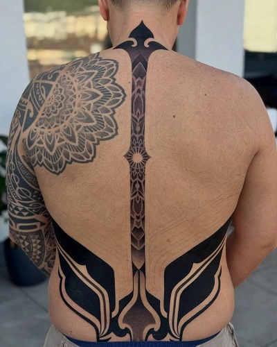 Mandala Spine Tattoos for men 