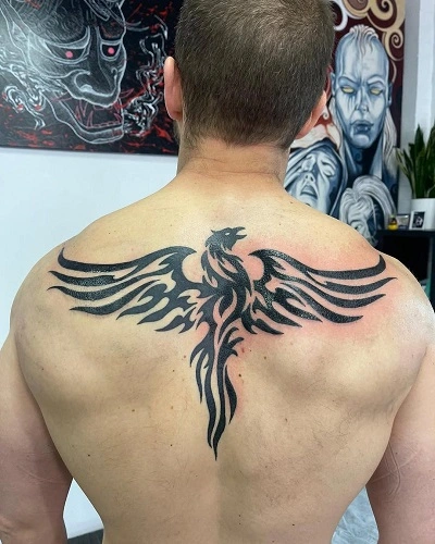 Phoenix Spine Tattoos for men