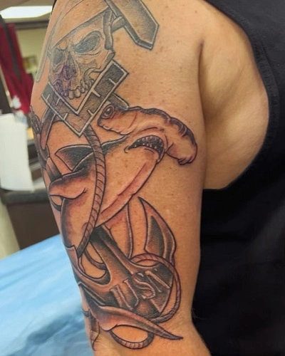 Shark Anchor Tattoos for Men