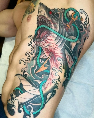 Shark Attack Tattoos for Men
