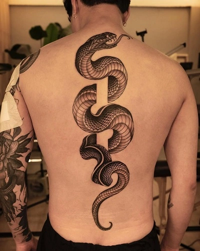 Snake Spine Tattoos for Men
