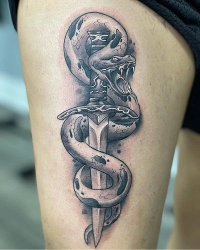 Snake and Dagger Tattoos for Men