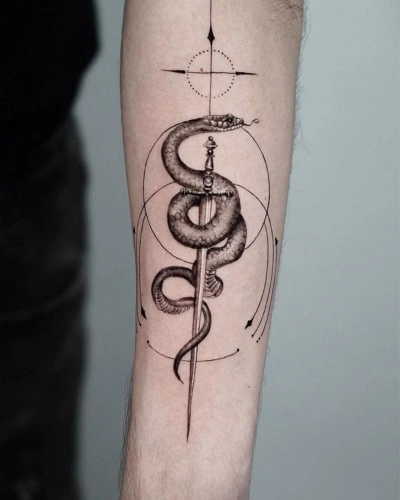 Snake and Sword Tattoos for Men