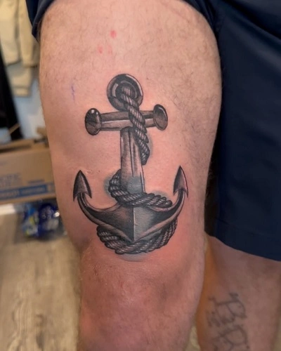 Anchor Knee Tattoo