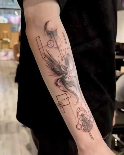 Geometric Phoenix Tattoo for Men