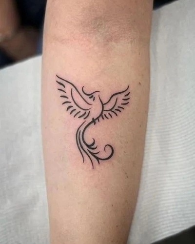 Minimal Linework Phoenix Tattoo for Men