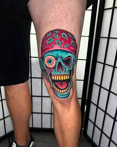 Skull Knee Tattoo