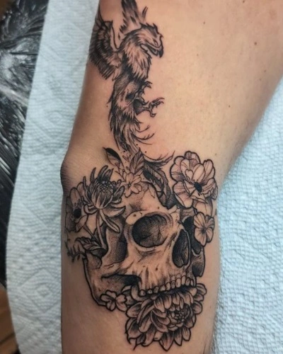 Skull Phoenix Tattoo for Men