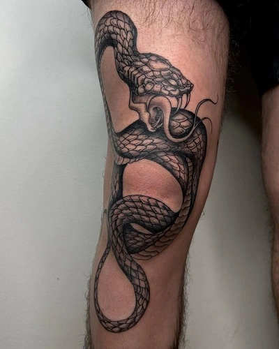 Snake Knee Tattoo