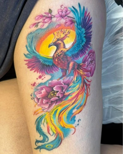 Watercolor Phoenix Tattoo for Men