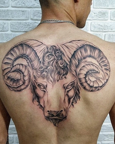 Aries Back Tattoo for Men