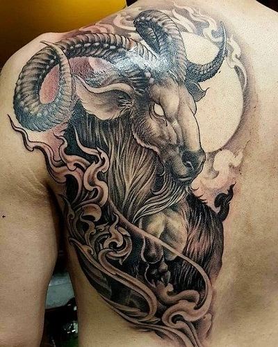 Aries Behind Shoulder Tattoos for Men