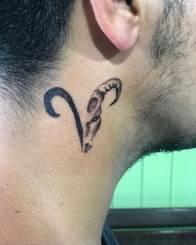 Aries Behind the Ear Tattoos for Men