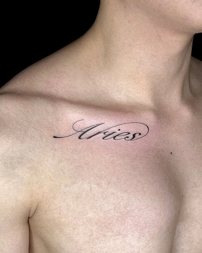 Aries Collarbone Tattoos for Men