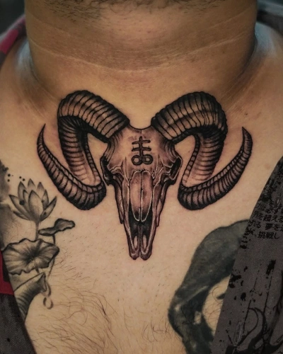Aries Neck Tattoos for Men