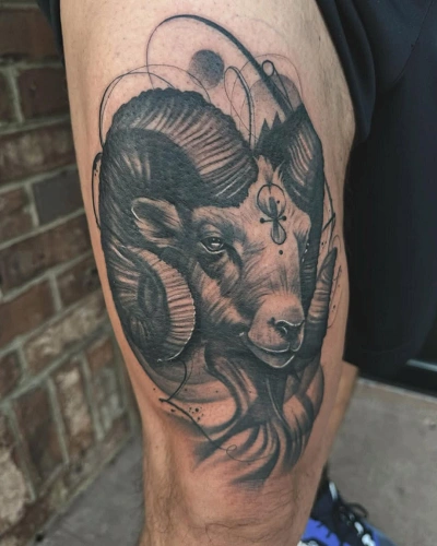 Aries Thigh Tattoos for Men