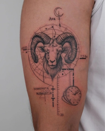Aries Upper Arm Tattoos for Men