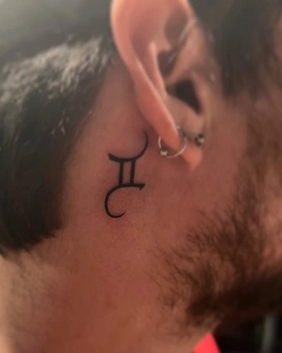 Behind the Ear Gemini Tattoos for Men