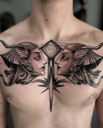 Chest Gemini Tattoos for Men