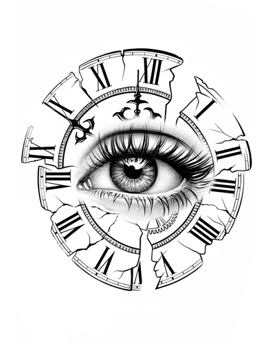 Clock or Hourglass Tattoo Stencil