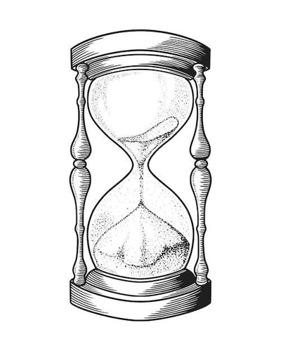 Clock or Hourglass Tattoo Stencil
