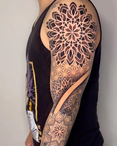 Geometric Sleeve Tattoo Stencil